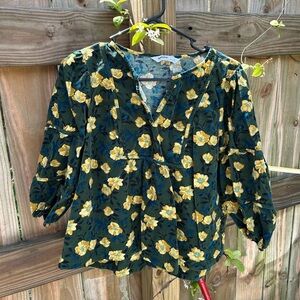 Floral Green and Yellow Women's Top